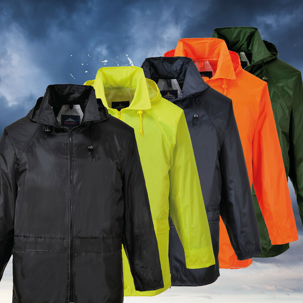 Portwest Us440 Classic Waterproof  Rain Jacket Wth Pack Away Hood & Sealed Seams