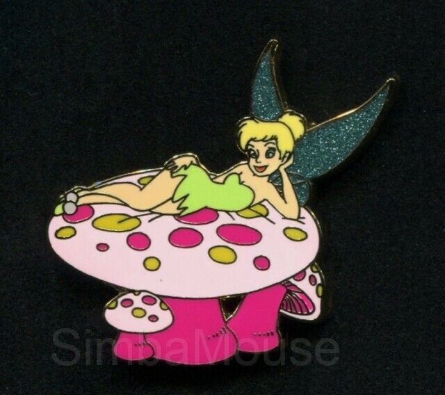 Jdm Tinker Bell Lying On Mushrooms Pin Le 250 Peter Pan Japan Disney Mall #45844