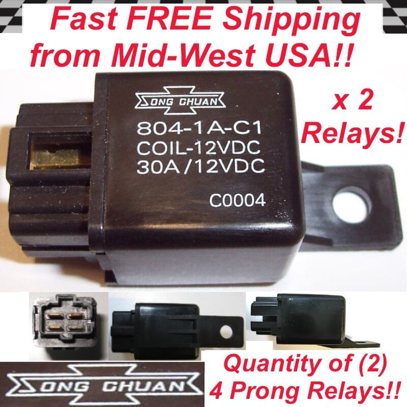 2 X Song Chuan Power Relay Only 12v 804-1a-c1 30a Coil=12vdc Fast Usa Shipped!!