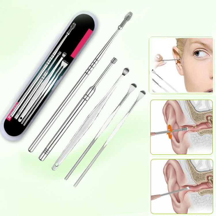 5pcs/set Stainless Steel Ear Pick Wax Curette Remover Cleaner Care Earpick Tool