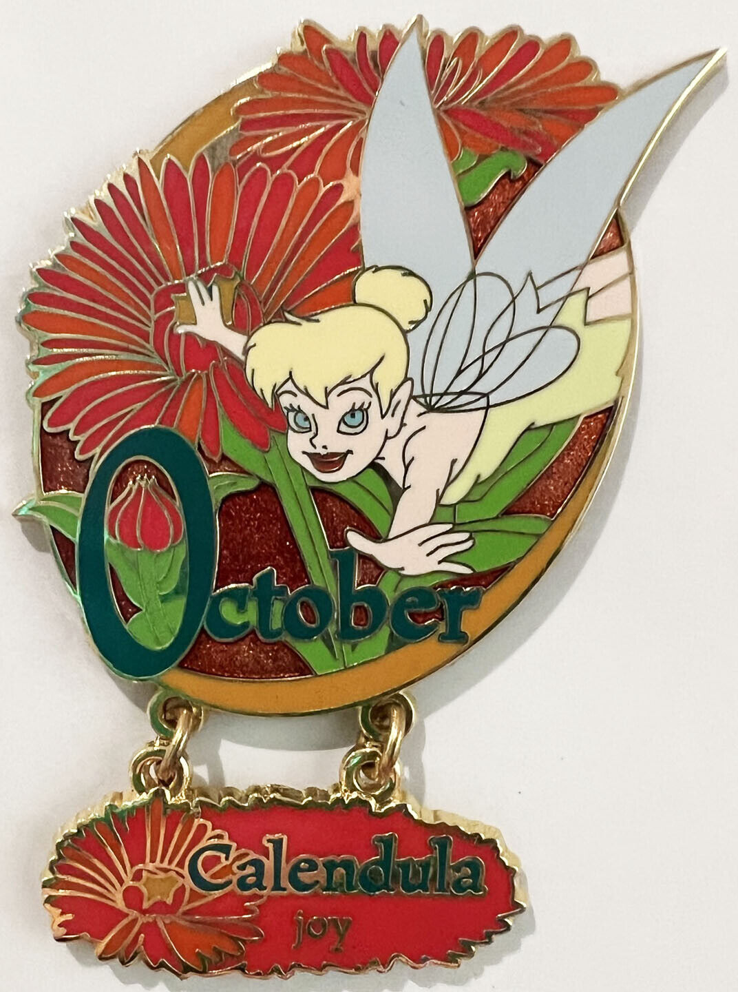 Tinker Bell Flower Month October Calendula Joy Laughter Wishes Disney Pin D01