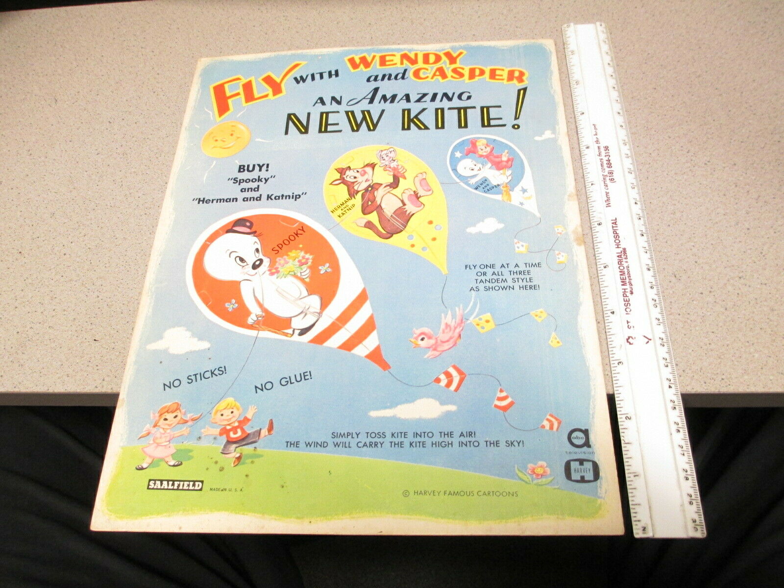 Harvey Comic Book Character Casper Wendy Witch 1950s Punchout Paper Doll Kite